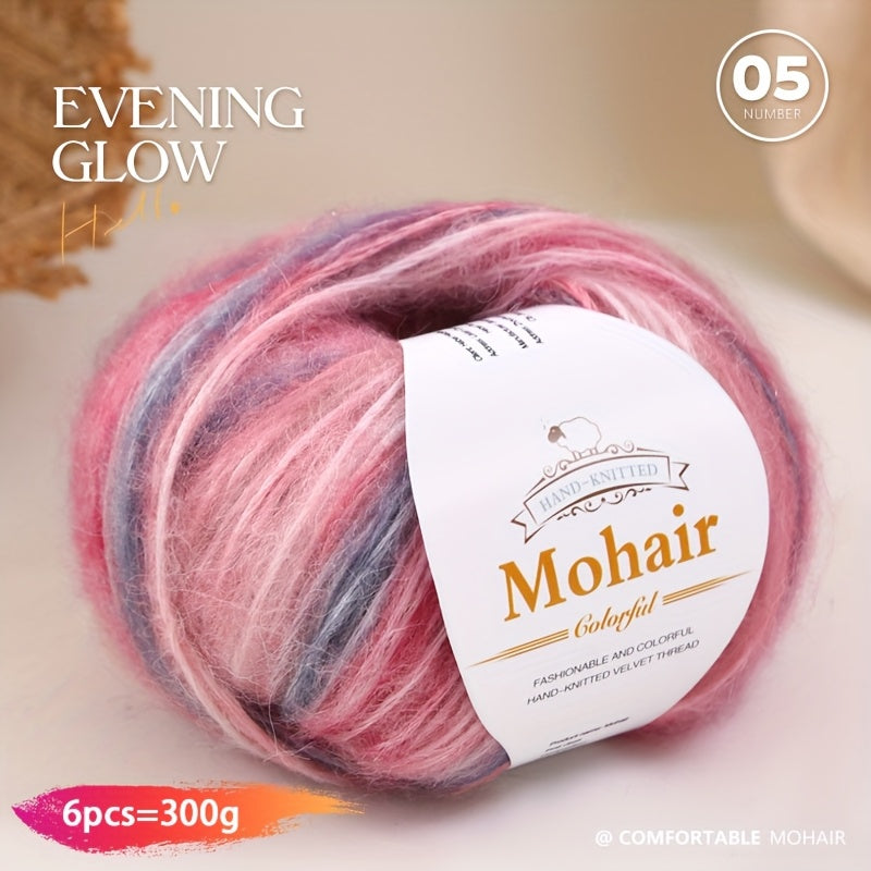 1 large bag = 6 skeins of yarn, rainbow gradient colors available. Suitable for DIY crafting materials such as knitting tops, pants, scarves, gloves, and other handmade items. Composition: 90% polyester, 10% wool