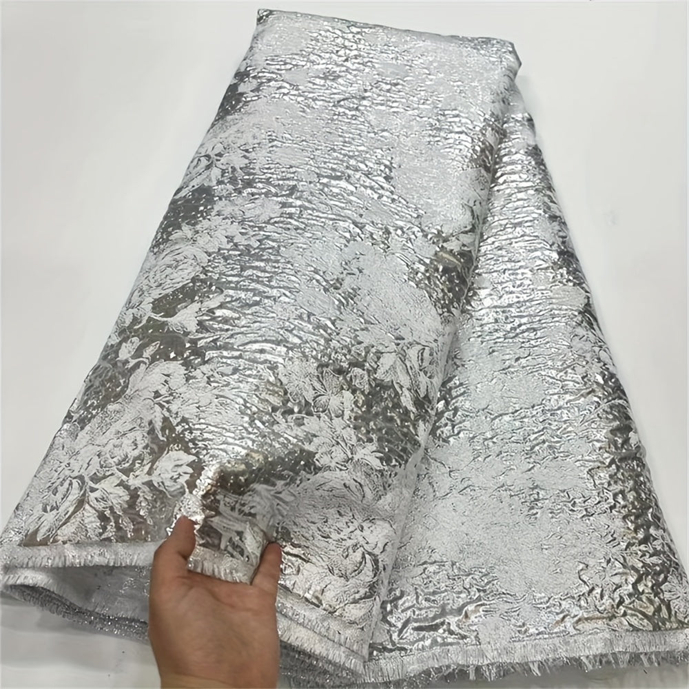 5yards Unique Design African Nigerian Gilding Tulle Lace Fabric Embroidery Pink French Jacquard Brocade Voile Lace Fabrics For Party