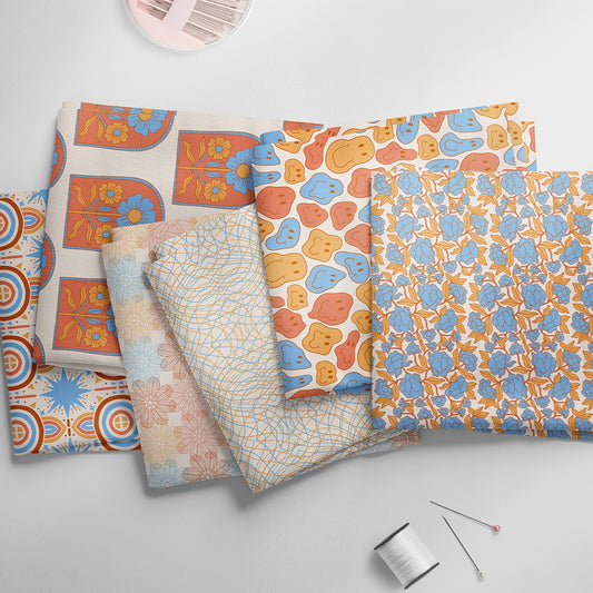 6pcs Bohemian Style Fabric Squares, 17.7 x 19.7 Inches, Assorted Patterns, Polyester Precut Quilting Squares for DIY Crafts, Patchwork, Blankets, Carpets, Home Decor, Hand Wash Only, Cartoon Patterns, Ideal for Valentine's Da