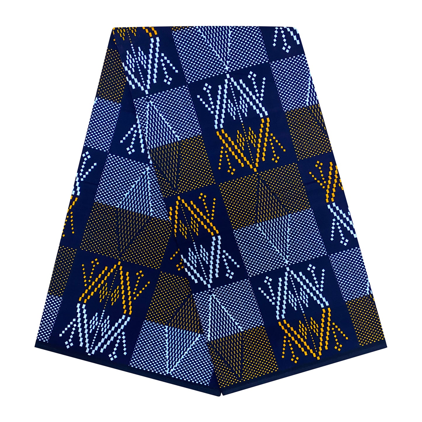 Large W&F Ankara African Wax-print Fabric - 100% Vibrant Blue & Golden Floral Pattern, 6 Sizes for Handicrafts, African Clothing & Home Decor | Hand Wash Only, Cultural Aesthetic Fabric for Sewing Projects, Fashion Designers