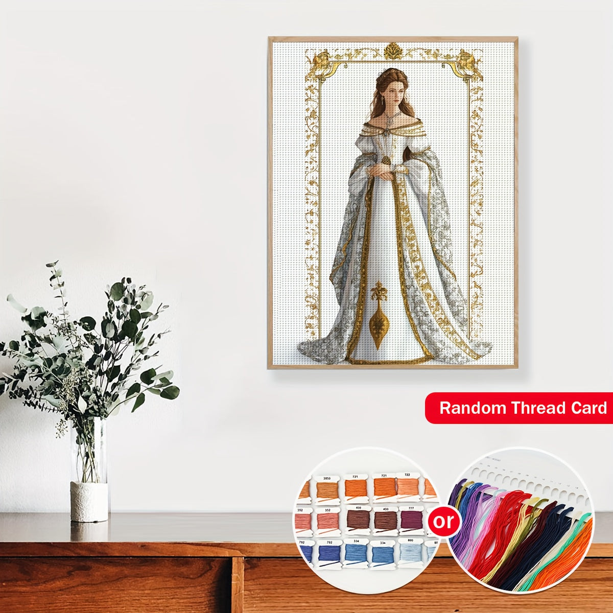1pc Elegant Lady Portrait Cross Stitch Kit - 30x40cm/11.8x15.7in/40x50cm/15.7x19.6in, 11CT/14CT Printed Canvas, DIY Embroidery with Threads, Needle, Pattern & Instructions, Ideal for Home & Office Wall Decor, Perfect Gift for