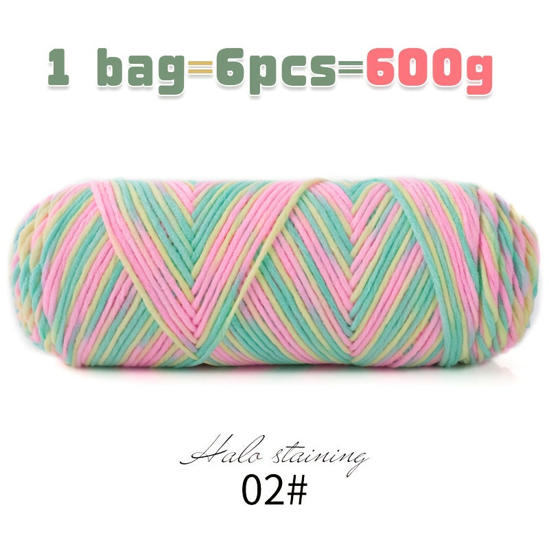 1 Large Bag 600g Soft Ombre Yarn Rainbow Gradient Colorway for Crafting, Casual Hand-Knitting Materials to Make Fashionable Sweaters, Scarves, Hats, Gloves, Storage Baskets