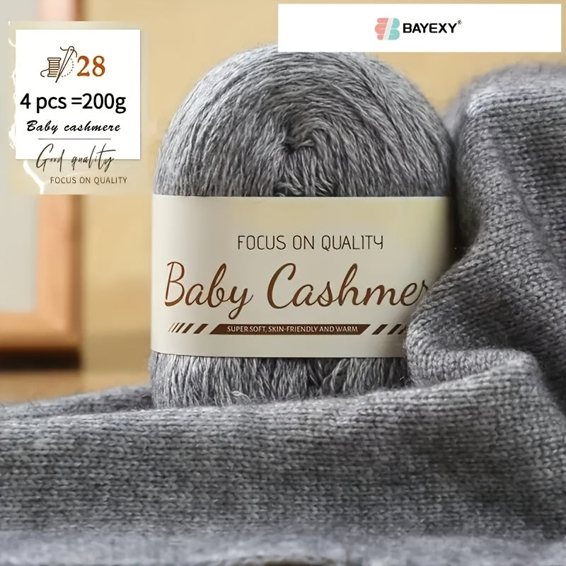 4pcs 200g Luxury Cashmere Yarn | Suitable for Hand Knitting Sweaters, Scarves, and Shawls - Soft, Warm, Multicolored Wool by BAYEXY