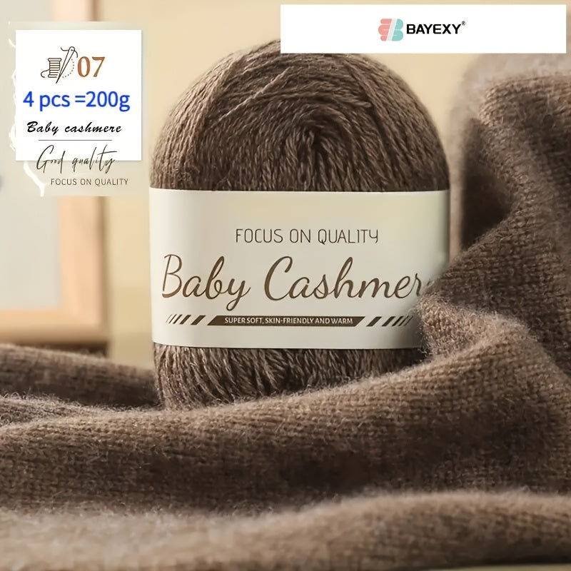4pcs 200g Luxury Cashmere Yarn | Suitable for Hand Knitting Sweaters, Scarves, and Shawls - Soft, Warm, Multicolored Wool by BAYEXY