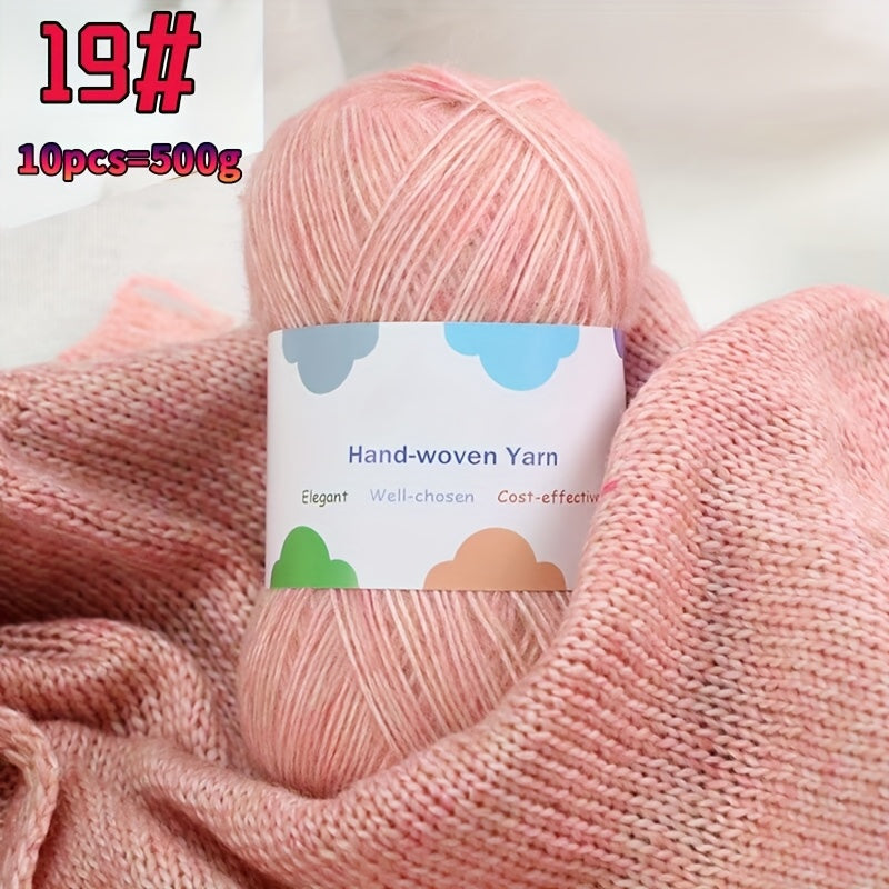 1 Large Bag of 1.1 LB Affordable Colorful Bamboo Fiber Yarn for Handmade Materials, Knitted Fashion Sweaters, Scarves, Hats, Shawls, Jackets, Hollowed-Out Jackets, Clothing Accessories Yarn Balls, Bamboo Fiber 85% 1 Bag = 10p