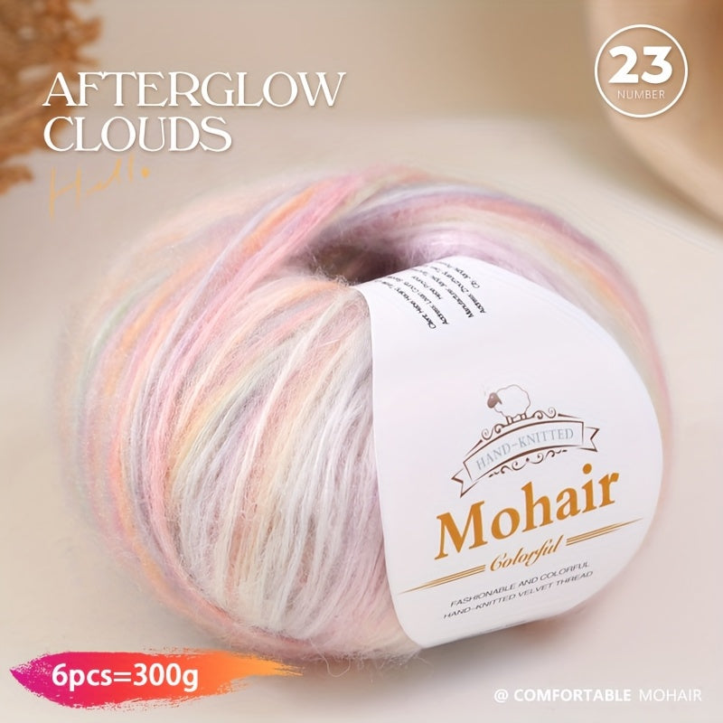 1 large bag = 6 skeins of yarn, rainbow gradient colors available. Suitable for DIY crafting materials such as knitting tops, pants, scarves, gloves, and other handmade items. Composition: 90% polyester, 10% wool