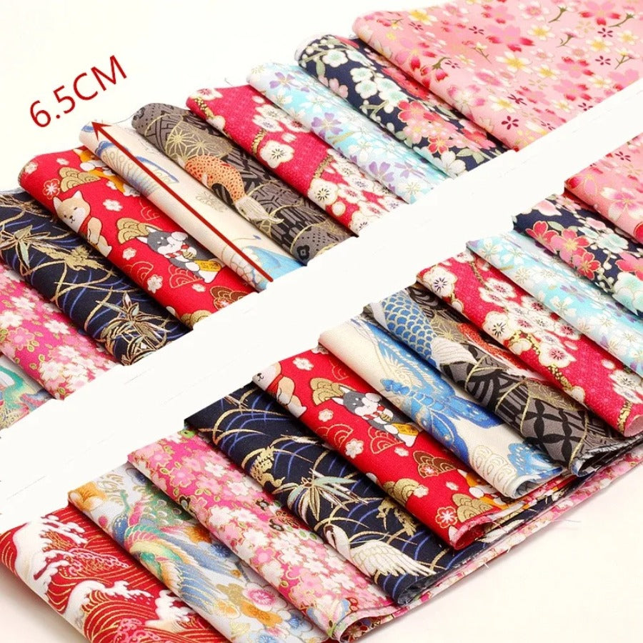 40pcs Japanese Style Hot Stamping Jelly Roll Precuts - Pre-Cut Fabric Strips with Floral, Paisley, Plaid, Stripes & Solid Patterns in Red, Golden, Brown, - Handmade Quilting, Patchwork, Crafts - Precut Cloth Bundle for Quilte