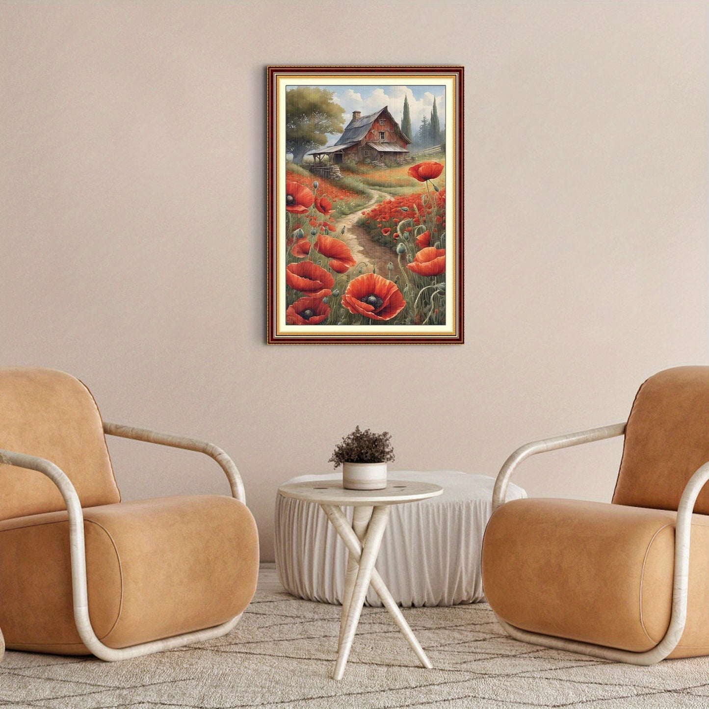 Stamped Cross Stitch Kits for Adults, Poppy Embroidery Kits for Beginners, 11CT Patterns, Counted Embroidery Needlepoint Kits Home Decor, 15.7 x 23.6 inch