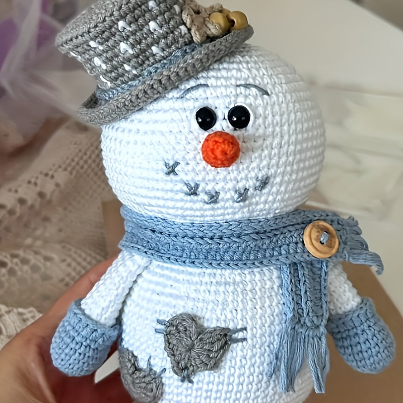 Single Crochet Kit, Winter Snowman Crochet Pattern, Beginner DIY Craft Supplies with High-Quality Yarn, Crochet Hooks, and Step-by-Step English Tutorial Manual. Ideal for Decorations, Ornaments, Birthdays, Valentine's Day, Ha