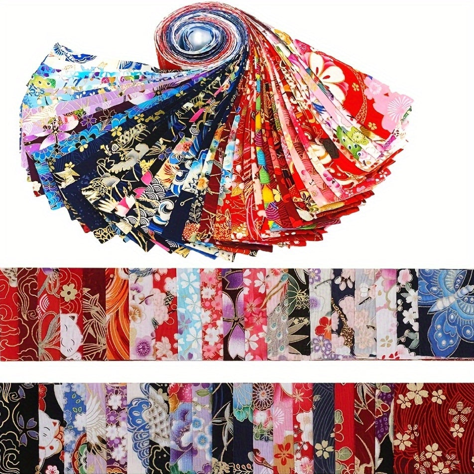 40pcs Cotton Fabric Roll Quilting Fabric Squares Jelly Fabric Patchwork Roll 2.56 Inch Precut Fabric Strips For Holiday Materials Craft Sewing DIY Gift For Mom