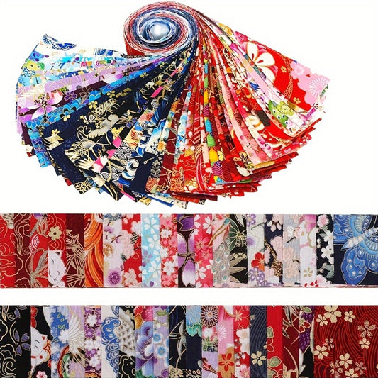 40pcs Cotton Fabric Roll Quilting Fabric Squares Jelly Fabric Patchwork Roll 2.56 Inch Precut Fabric Strips For Holiday Materials Craft Sewing DIY Gift For Mom