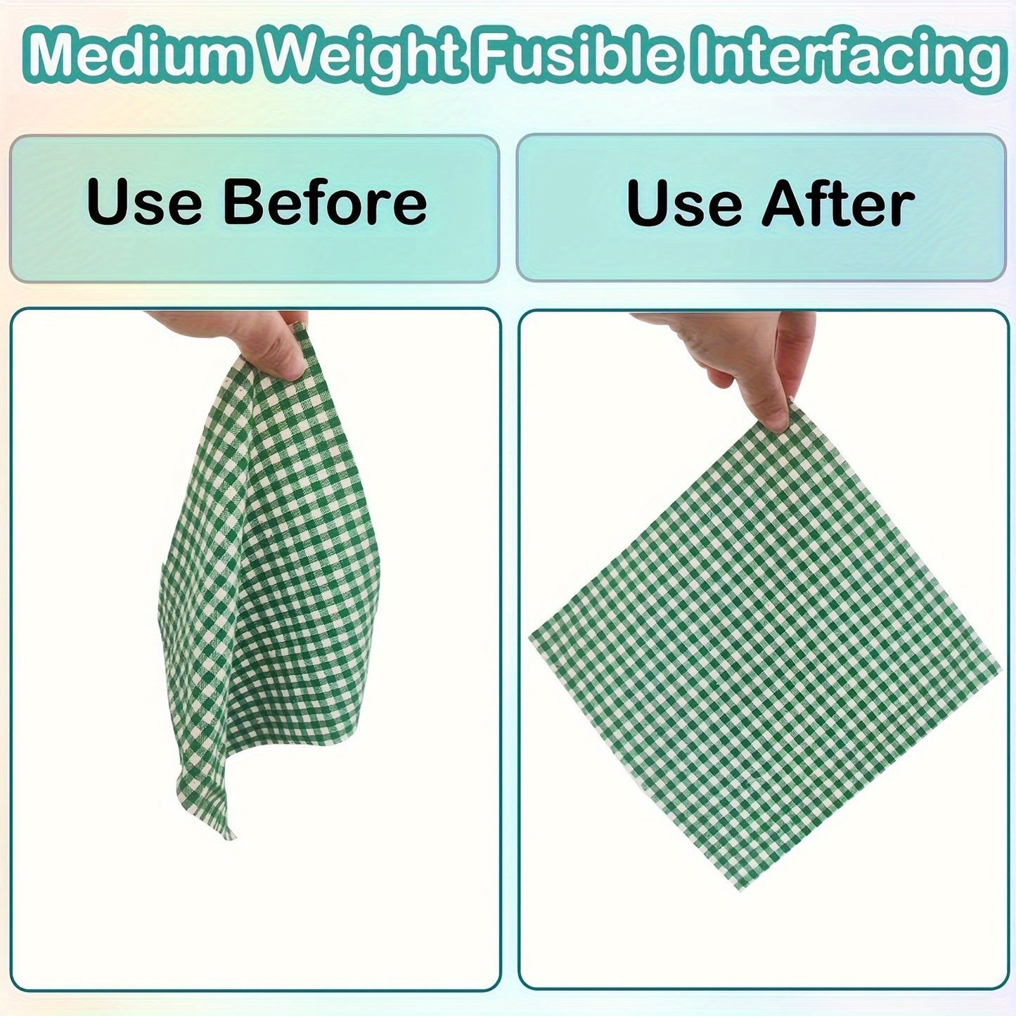Iron-On Fusible Interfacing Roll - Medium Weight Nonwoven Polyester, Single-Sided Adhesive Fabric for Quilting & DIY Crafts, Easy to Trim, 11.8 Inches x 535.43 Inches