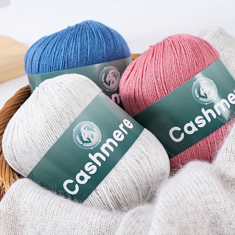 6-Ply Hand-Knitting Yarn for Self-Knitted Cashmere Sweaters, Includes Matching Yarn for Machine-Knitted Cashmere Hats and Scarves, Knitting Needles, and Yarn Balls