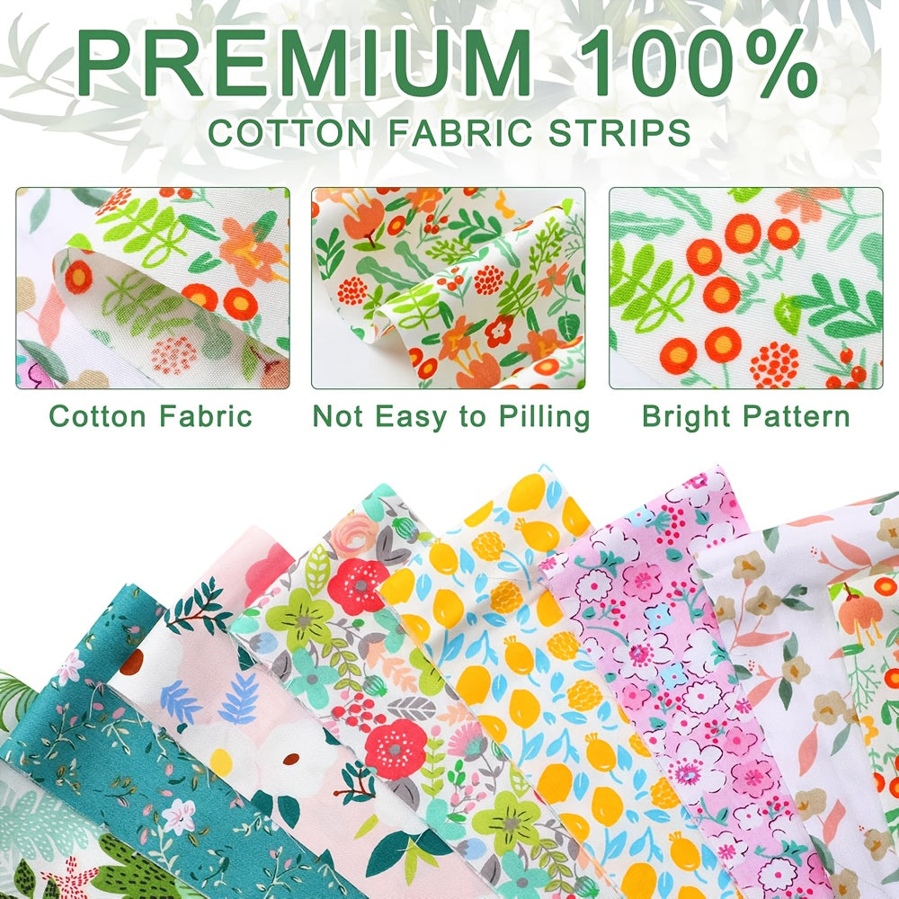 Cotton Jelly Roll Fabric, Soft Cotton Jelly Roll Strips for Quilting - 40 Floral Print Fabric Pieces 20 X 2.56 Inches | Pre-cut Quilting Supplies for Sewing, DIY Crafts And Blanket Making