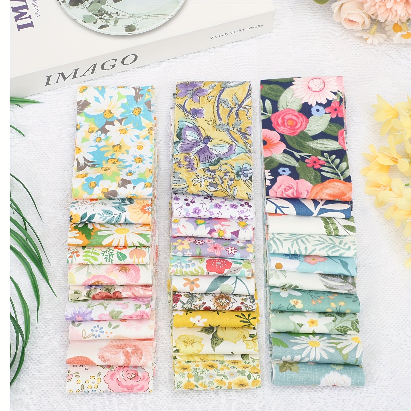 40pcs 2.5x19.7" Floral Fabric Rolls, Pre-Cut Quilted Strips, Soft & Breathable Cotton, Vibrant Floral Patterns for Crafts, Sewing, and Holiday Projects, Christmas Gift, Black Friday Deals