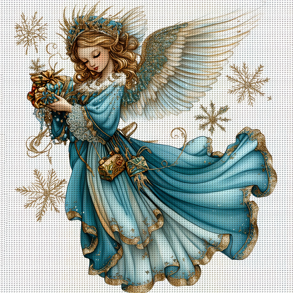 ZUOANLF 1 Set 40x40cm-15.7x15.7in Unframed 11CT/14CT Print Fabric Cross Stitch DIY Kit, Angel Series Patterns - Relaxing Adult Beginner Cross Stitch Set with Printed Fabric, Needle, Thread, Patterns & Instructions - Perfect f
