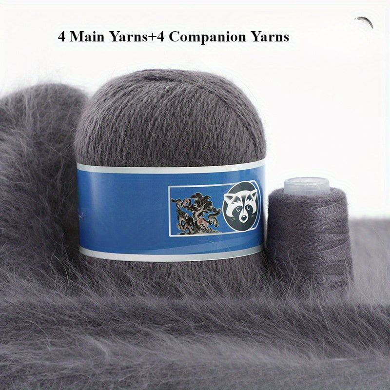 4 Sets Mixed Color Angora Cashmere Wool Yarn, 200g+80g Chunky Thick Knitting Yarn with Shiny Fibers, DIY Sweater, Scarf, Hat, Coat Crafting Material, 30% Angora, 70% Cashmere Wool, 20% Nylon