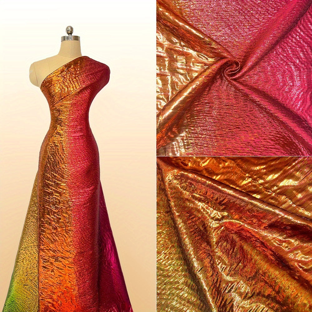 1pc of 5-yard African jacquard lace fabric, latest design French Nigerian Gold Plated-plated lace material, suitable for Women's wedding dress sewing