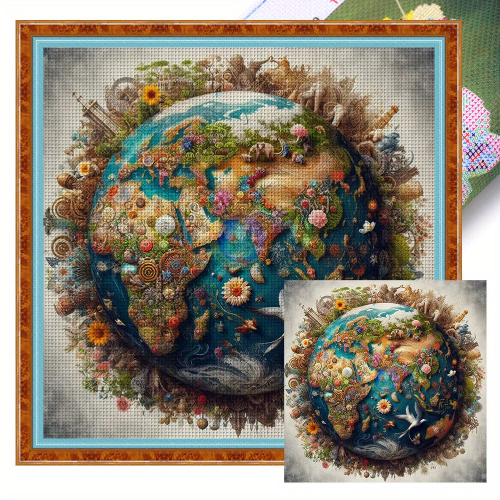 DIY embroidery project, 14ct 2-strand printed cross stitch kit - 19.69*19.69in, handmade gift making, embroidery art, cotton embroidery, needle and thread without frame, wall hanging art, handicraft materials, artisan quality