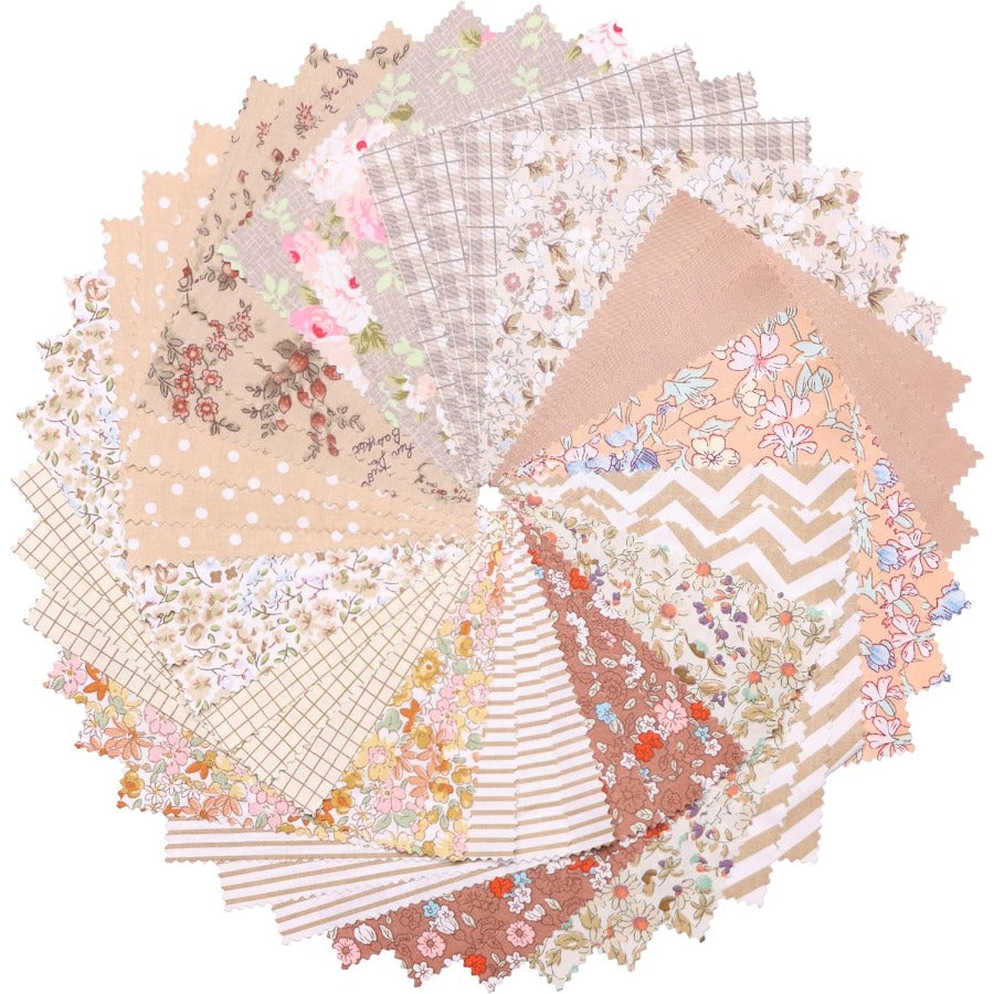 80pcs 5x5 Inch Squared Layer Cake Fabric Pre-Cuts - Light Coffee (Light) Quilting Fabric Squares, 5 Inch Layer Cake for Patchwork, Sewing, DIY Crafts, Quilting - for quilting software & Block Libraries