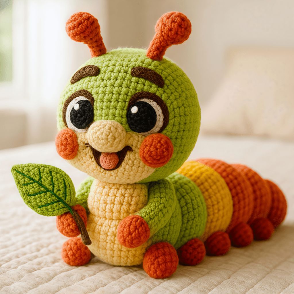 1 Set Complete DIY Crochet for CATERPILLAR Kit for Adults & Beginners - All-in-One with Yarn, English Manual & - Create Cute Handmade Doll, Stuffed Animal, Amigurumi - Soft Fabric Crafting Set, No-Sew Hooking Techniques, &