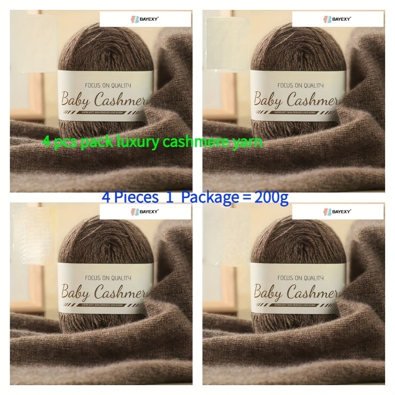 4pcs 200g Luxury Cashmere Yarn | Suitable for Hand Knitting Sweaters, Scarves, and Shawls - Soft, Warm, Multicolored Wool by BAYEXY