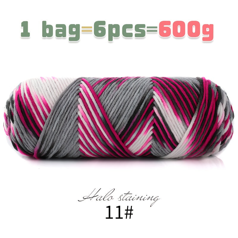 1 Large Bag 600g Soft Ombre Yarn Rainbow Gradient Colorway for Crafting, Casual Hand-Knitting Materials to Make Fashionable Sweaters, Scarves, Hats, Gloves, Storage Baskets