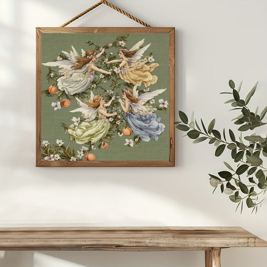 JOZYSH 1 Set Enchanted Forest Fairies Cross Stitch Kit - 40x40cm/15.7x15.7in, 11CT/14CT, Beginner-Friendly with Canvas, Needle, Thread & Instructions, Fantasy Art Craft for All Seasons, Crafting Kit|Whimsical Design|Detailed