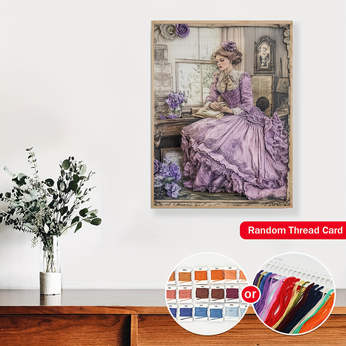 1pc Elegant Victorian Lady 11CT/14CT Print Cross Stitch DIY Kit - 30x40cm/11.8x15.7in/40x50cm/15.7x19.6in, Relaxing Adult & Beginner Stitching Project, Perfect for Bedroom & Living Room Wall Decor, Includes Canvas, Needles, T