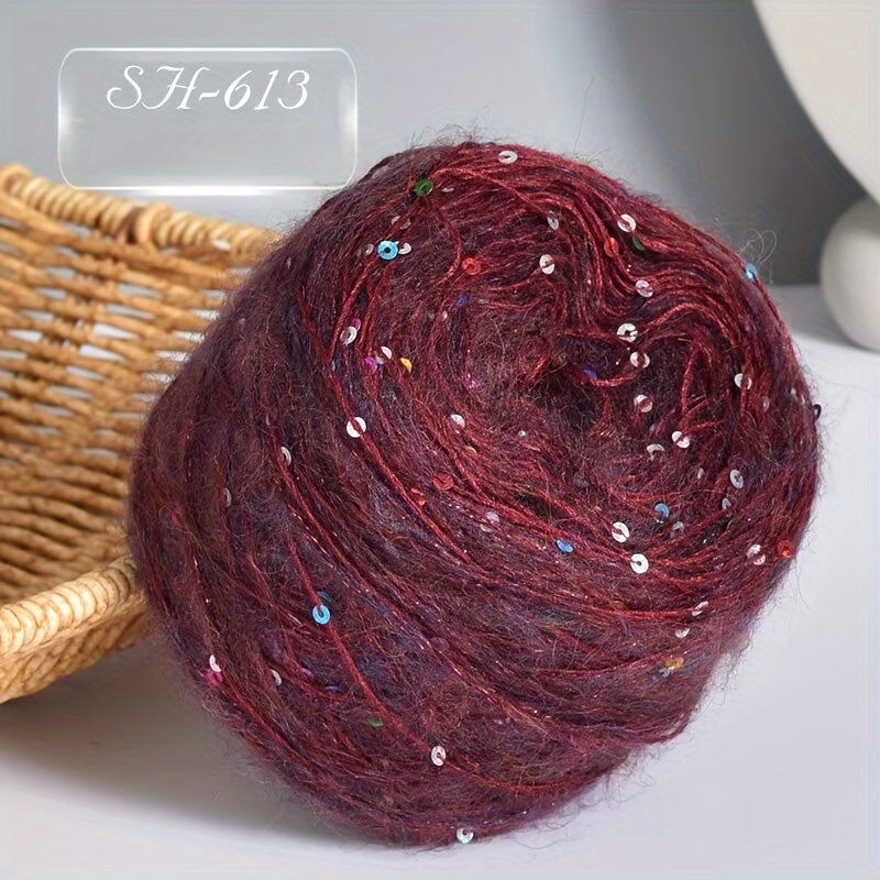 4 Skeins of Sequined, 1.76 oz Per Skein, for Hand-Knitting Coats And Scarves.