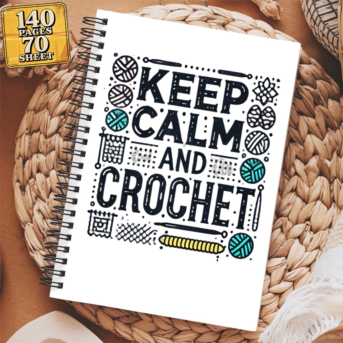 Craft Calm Crochet & Knitting Notebook - A5 Spiral Bound Journal with Crochet Patterns, Crochet Stitch Diagrams, Crochet Stitch Chart - Crochet & Knitting Planner, Crochet Supplies, Crochet Book Of Stitches, Crochet Books, Cr