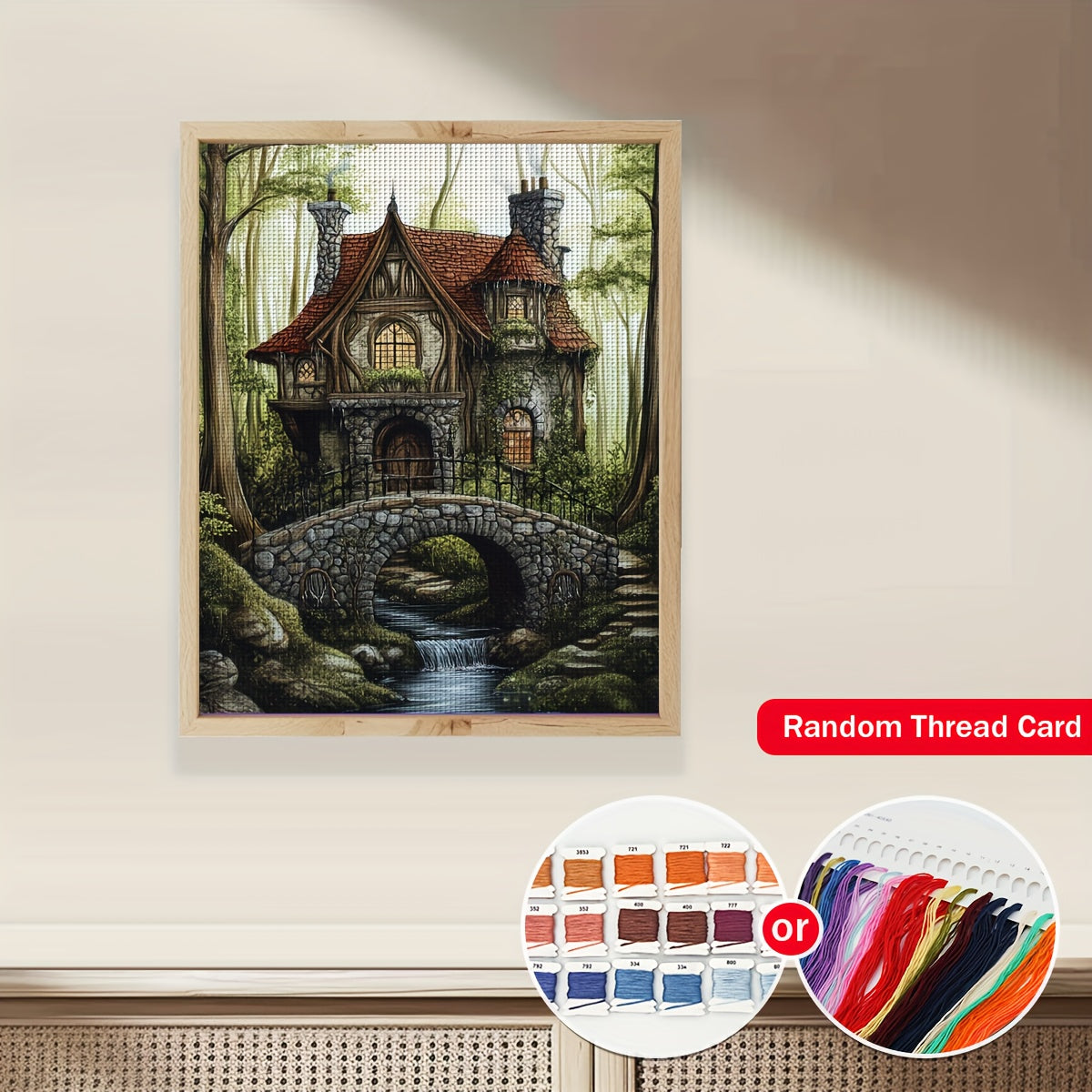 ZUOANLF 1set 40x50cm/15.7x19.7Inch DIY Cross Stitch Kit Frameless, Beautiful scenery, stamped cross stitch kits, Embroidery Set for Home Decor, Includes Patterned Fabric & Threads, Perfect for Living Room Entrance or Bedroom