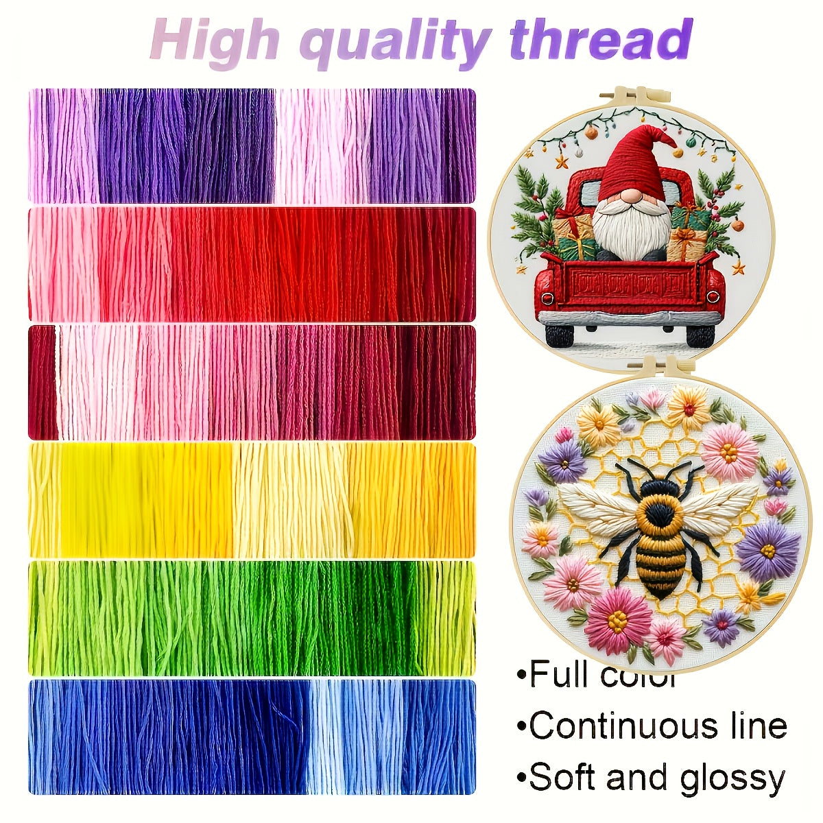 Complete rooster and floral embroidery kit for beginners, including printed pattern, embroidery frame, and needlework. Includes embroidery cloth, instructions, embroidery frame, and needlework. It's a perfect holiday gift for