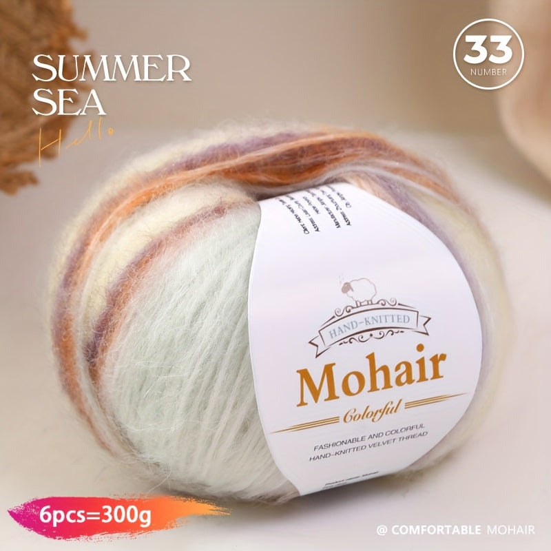 1 large bag = 6 skeins of yarn, rainbow gradient colors available. Suitable for DIY crafting materials such as knitting tops, pants, scarves, gloves, and other handmade items. Composition: 90% polyester, 10% wool