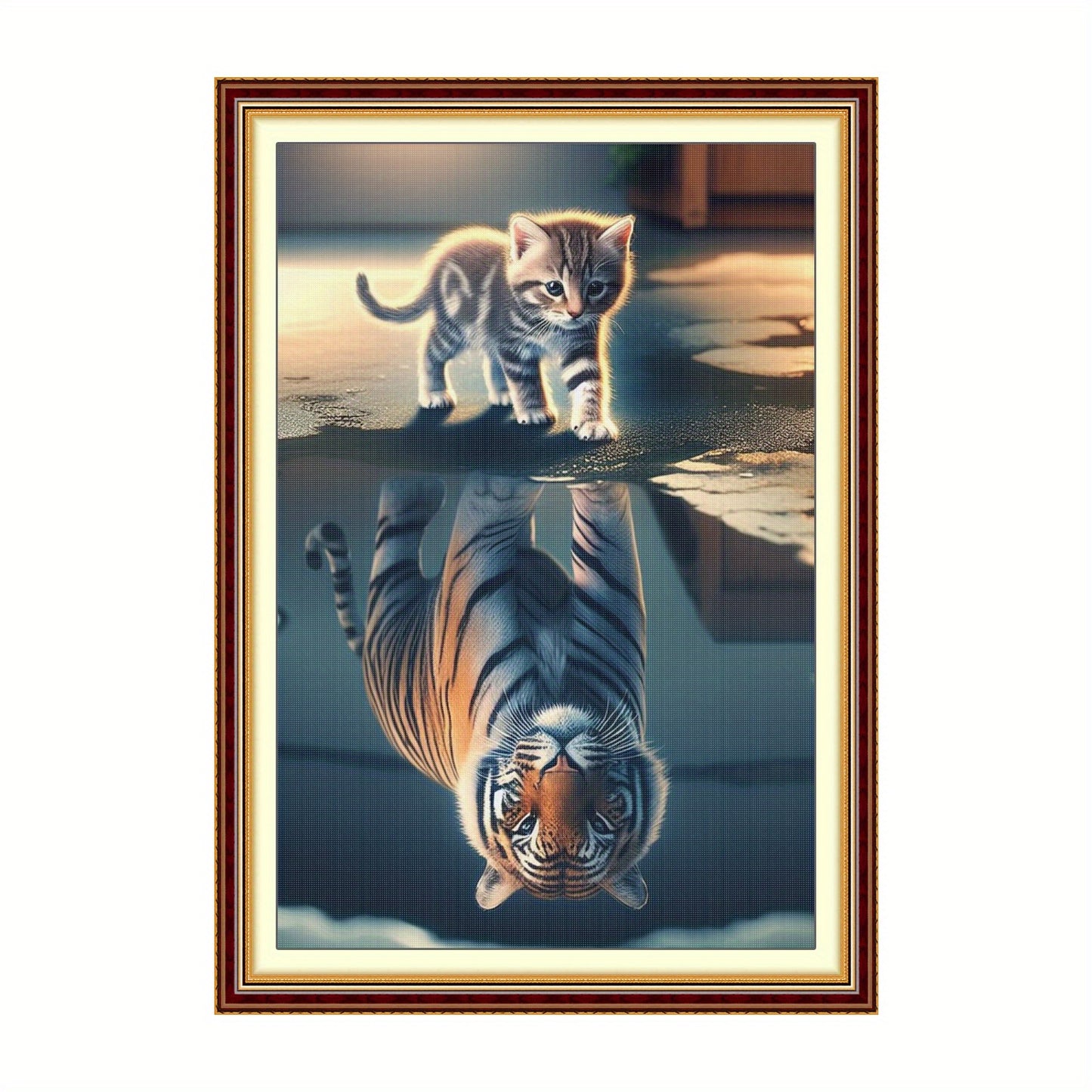 Full Embroidery Eco- Thread 11CT Printed Cat Tiger Cross Stitch Kit40x60cmStamped Cross Stitch Kits for Adults, Cat Tiger Embroidery Kits for Beginners, 11CT Patterns, Counted Embroidery Needlepoint Kits Home Decor, 15.7 x 23