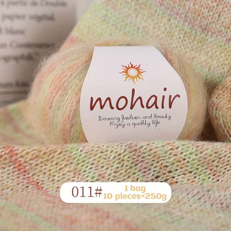 10 Skeins, 250g Each - Colorful Marled & Blend Yarn, Self-Striping Pattern for Knitting, Crochet, Scarves, Hats, Shawls, Crafting Yarn|Multicolor Fiber|Soft Texture Yarn