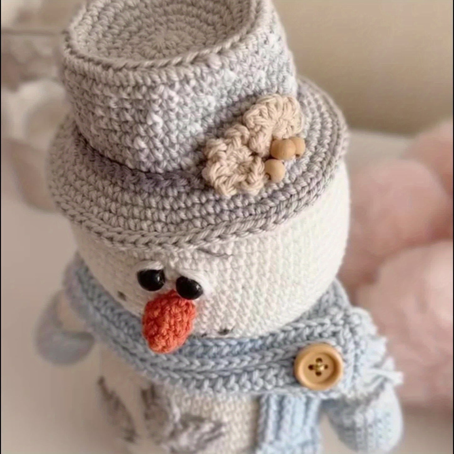 Single Crochet Kit, Winter Snowman Crochet Pattern, Beginner DIY Craft Supplies with High-Quality Yarn, Crochet Hooks, and Step-by-Step English Tutorial Manual. Ideal for Decorations, Ornaments, Birthdays, Valentine's Day, Ha