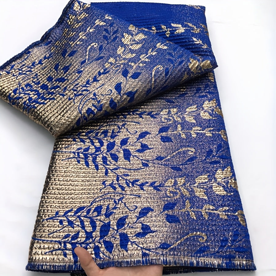 1pc 5 yards African Jacquard Lace Fabric 2025 Latest Design Nigerian Jacquard Gilded Lace Fabric, Suitable for Women'S Wedding Dresses