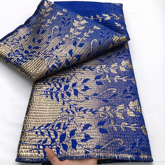 1pc 5 yards African Jacquard Lace Fabric 2025 Latest Design Nigerian Jacquard Gilded Lace Fabric, Suitable for Women'S Wedding Dresses