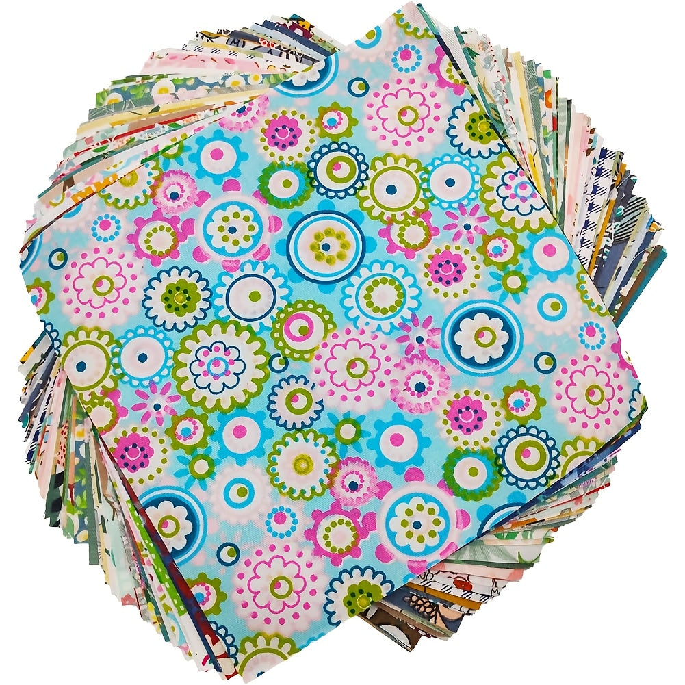100pcs Cotton strips, jelly roll Fabric, DIY Craft Kit - Fresh Style floral pattern fabric, Quilting Fabric for Making Clothes, Beding Sheets, Bags, etc(3.94X3.94inch)