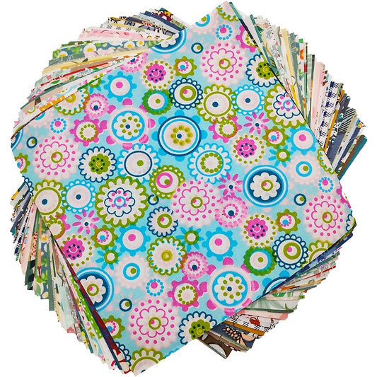 100pcs Cotton strips, jelly roll Fabric, DIY Craft Kit - Fresh Style floral pattern fabric, Quilting Fabric for Making Clothes, Beding Sheets, Bags, etc(3.94X3.94inch)