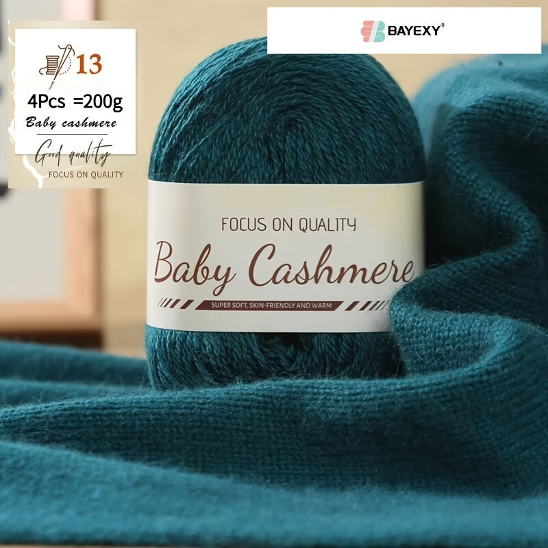 4pcs 200g Luxury Cashmere Yarn | Suitable for Hand Knitting Sweaters, Scarves, and Shawls - Soft, Warm, Multicolored Wool by BAYEXY