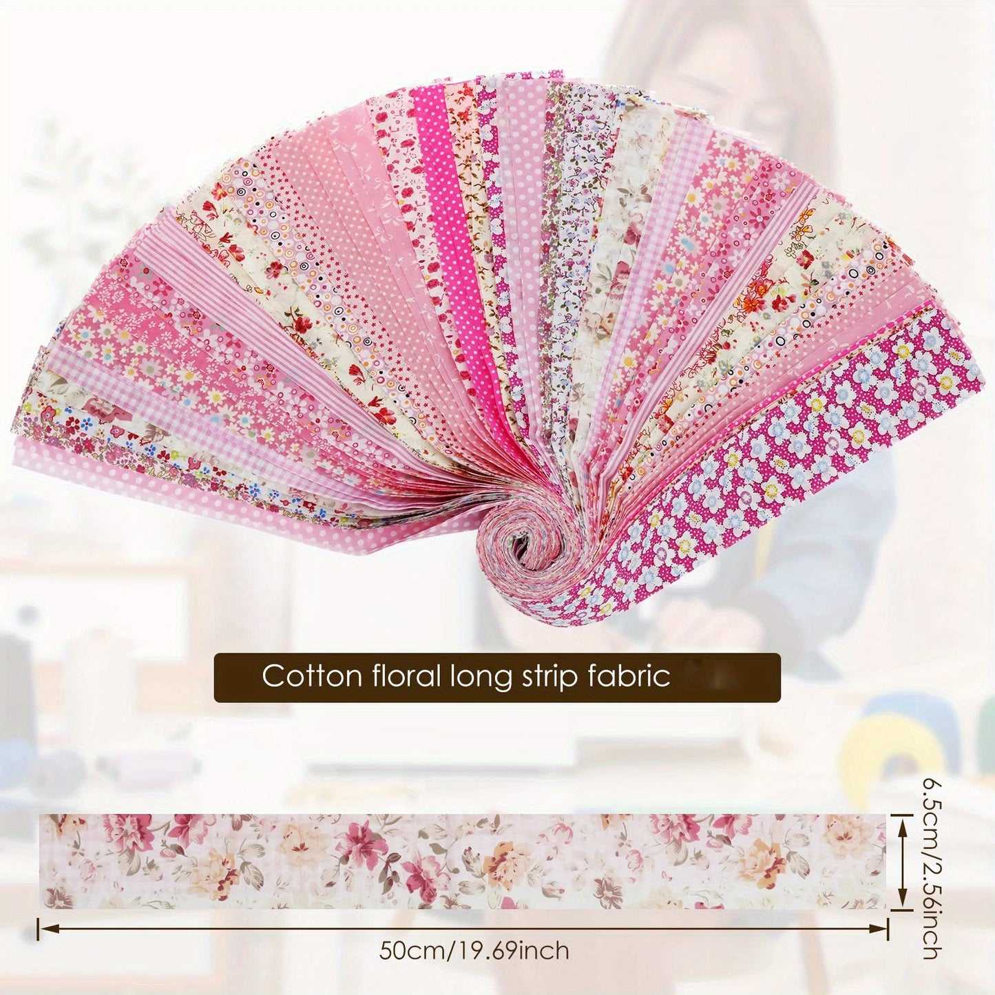 38pcs Pre-Cut Cotton Quilt Strips 19.69"x2.56" - 20 Assorted Floral Designs, Bright Jelly Fabric Rolls for Quilting, Crafts, Holiday DIY | Hand Washable & High-Quality Material, Quilting Fabric, Sewing Projects, Vibrant Print