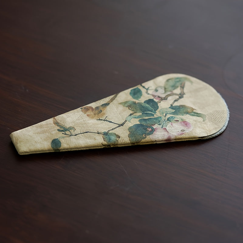 Handmade Embroidery Linen Canvas Tea Scissors Storage Pouch - Portable Waterproof Tea Ceremony Accessories Organizer Bag, Perfect Gift for Tea Lovers
