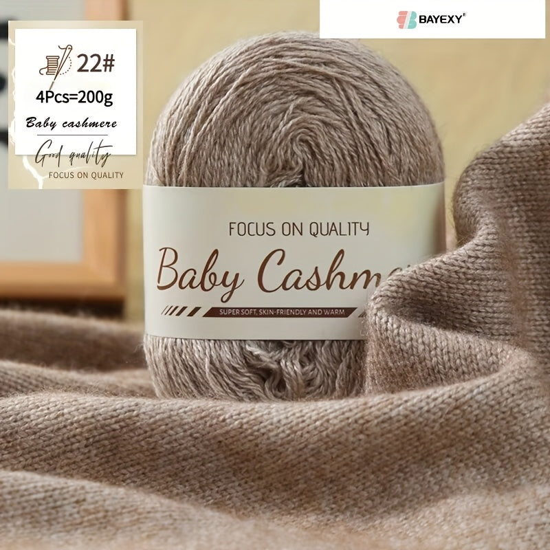 4pcs 200g Luxury Cashmere Yarn | Suitable for Hand Knitting Sweaters, Scarves, and Shawls - Soft, Warm, Multicolored Wool by BAYEXY