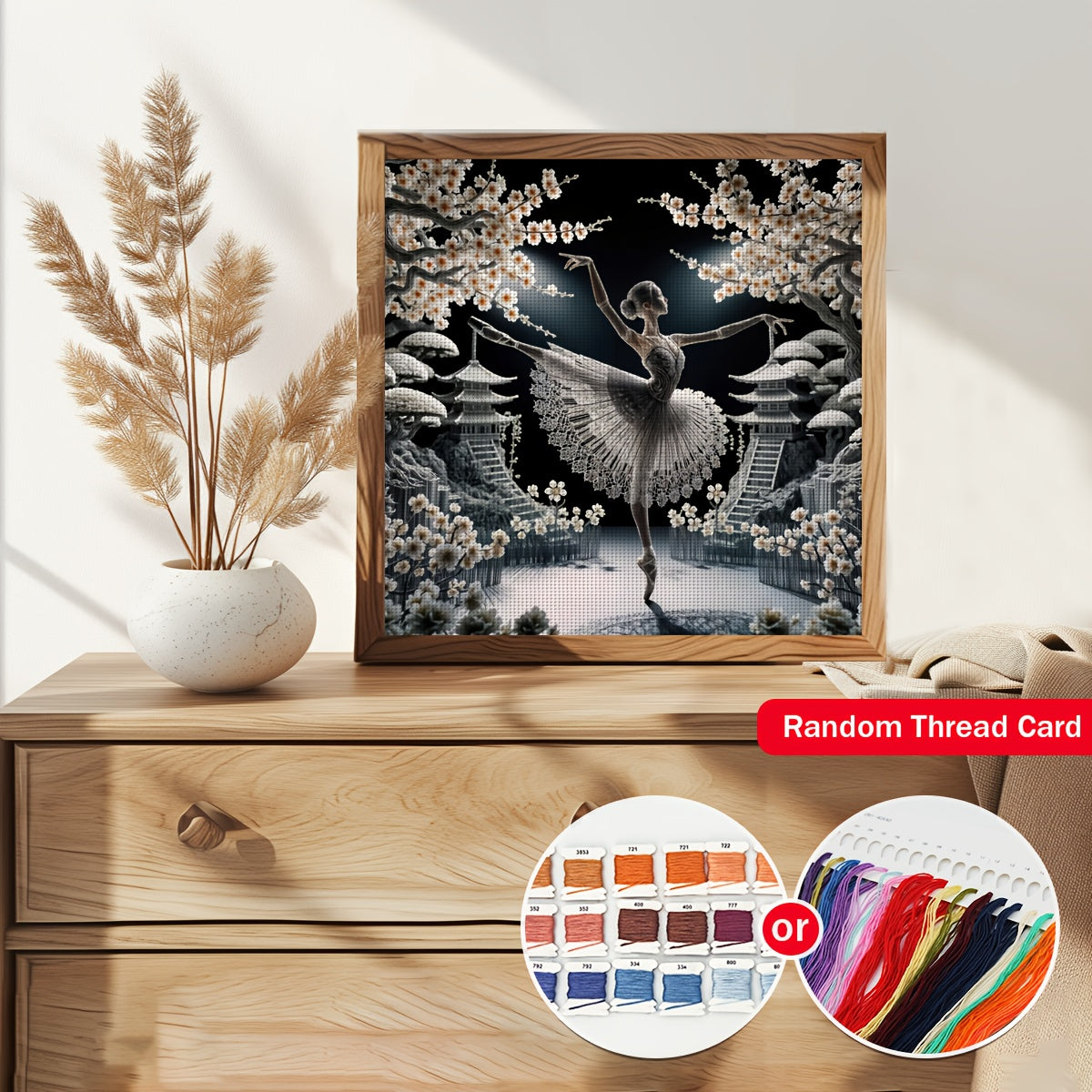 1 Set 30x30cm/11.8x11.8in/40x40cm/15.7x15.7inch Elegant Dancer Pattern 11CT/14CT Print DIY Cross Stitch Kit, Random Thread Card Cross Stitch Material Pack, Living Room Entrance Bedroom Decoration, Home Art Gift, All Seasons,