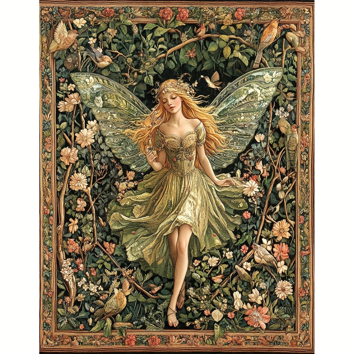 ZUOANLF 1set 40x50cm/15.7x19.7Inch DIY Cross Stitch Kit Frameless, Beautiful spirit, stamped cross stitch kits, Embroidery Set for Home Decor, Includes Patterned Fabric & Threads, Perfect for Living Room Entrance or Bedroom D