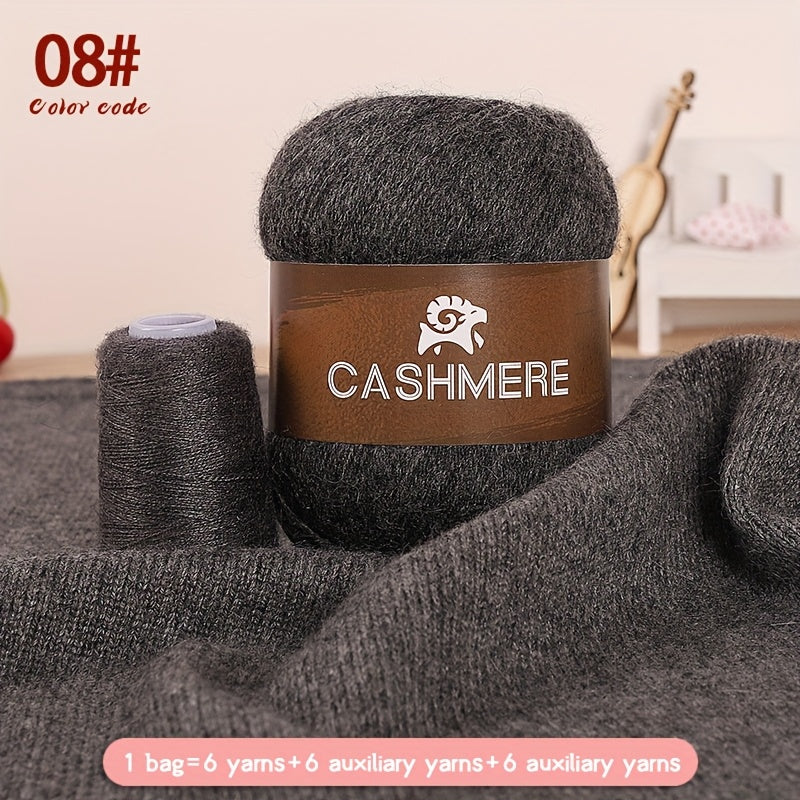 6Pairs Cashmere 100. Yarn, Soft Warm Yarn for DIY Crocheting And Knitting Hat, Scarf Total 300G+120G