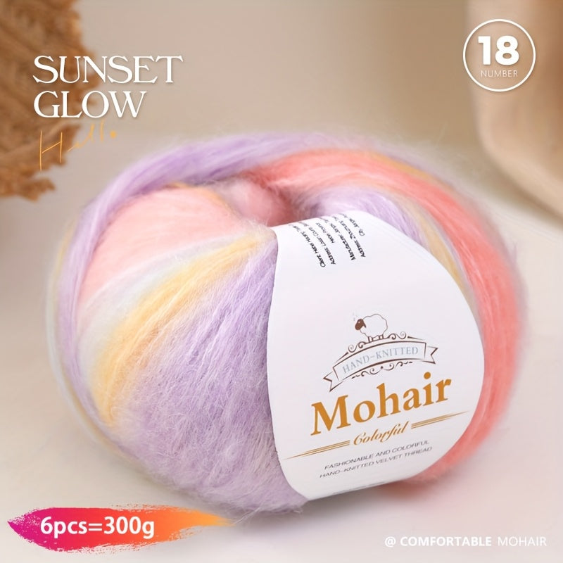 1 large bag = 6 skeins of yarn, rainbow gradient colors available. Suitable for DIY crafting materials such as knitting tops, pants, scarves, gloves, and other handmade items. Composition: 90% polyester, 10% wool