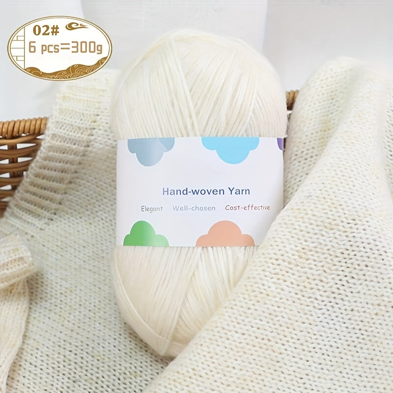 Vibrant Bamboo Fiber Yarn for Crafting, Knitting Fashion Sweaters, Scarves, Hats, Shawls, Coats, Hollow-Out Coats, and Apparel Accessories - 15% Bamboo Fiber, 85% - 1 Bag = 6 Skeins = 300g, Handmade Accessories, Diy Clothing,
